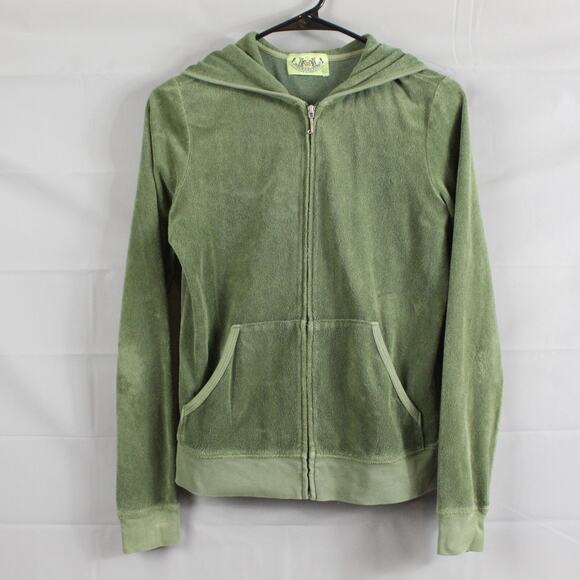 Vintage Y2K Juicy Couture M L Terry Cloth Tracksuit Flare Green Cargo Pocket - Picture 2 of 16